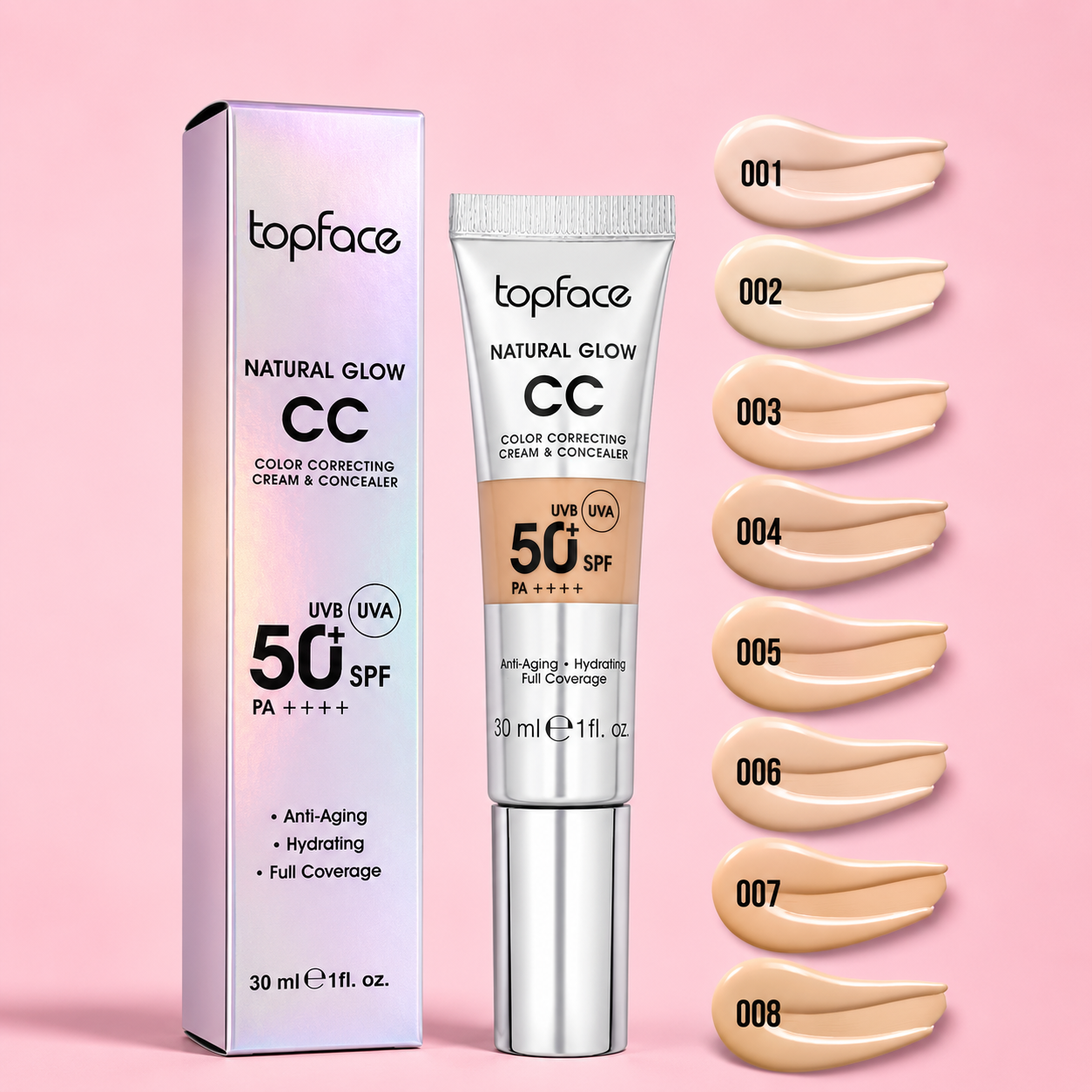 CC-крем для обличчя Topface Natural Glow CC Cream & Concealer SPF 50 — фото 2